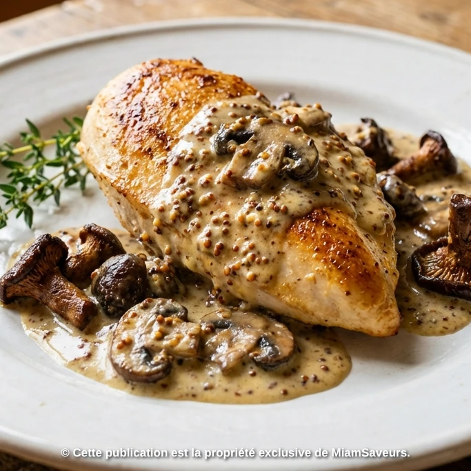 Mon Poulet aux Champignons et à la Moutarde à l’Ancienne