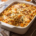 Gratin de coquillettes au butternut doré au four dans son plat