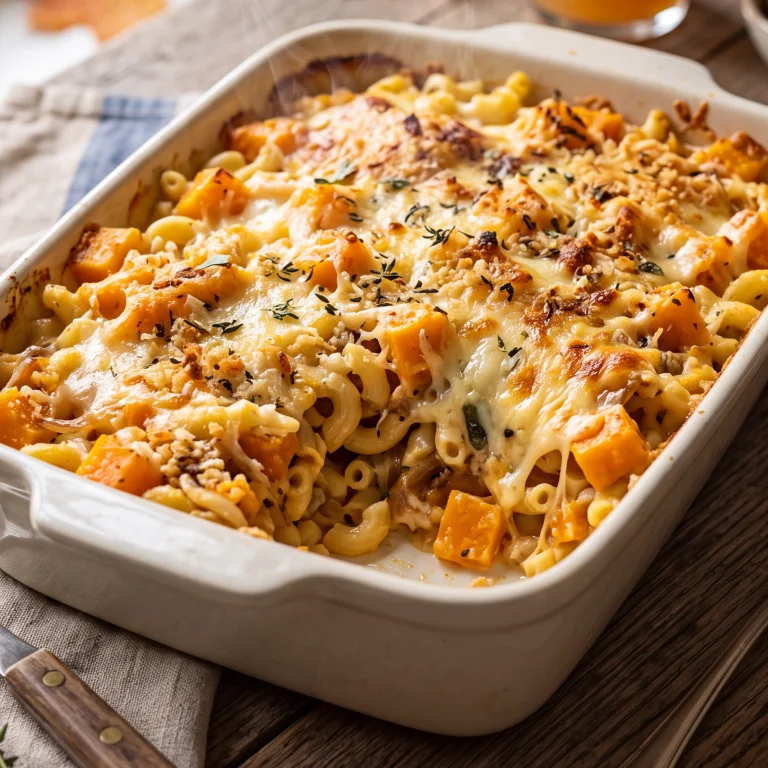 Gratin de coquillettes au butternut fondant et fromage